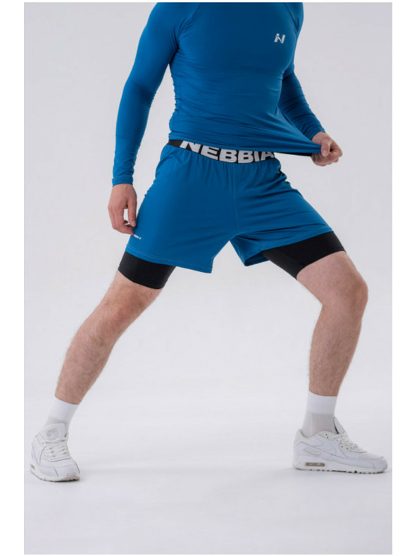 Nebbia Двуслойни къси панталони с джобове за мобилен телефон 318 Blue M,blue