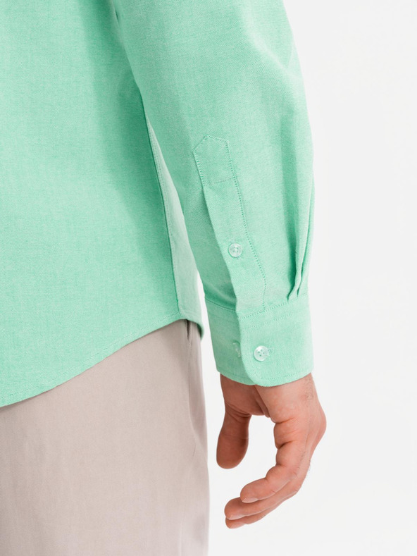 Ombre Clothing Мъжка памучна риза Оксфорд в пастелни цветове - мента Ombre Clothing