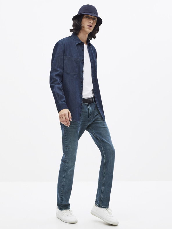 Celio Тъмносиня риза от деним Celio Sawork