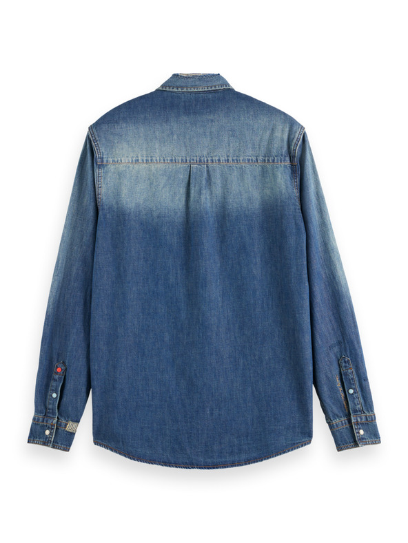 Scotch & Soda Синя мъжка риза от деним Scotch & Soda Работно облекло