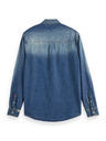 Scotch & Soda Синя мъжка риза от деним Scotch & Soda Работно облекло