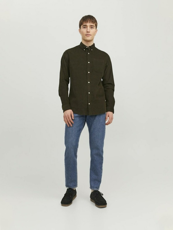 Jack & Jones Мъжка риза от велур Jack & Jones Khaki