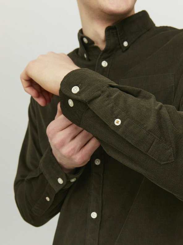 Jack & Jones Мъжка риза от велур Jack & Jones Khaki