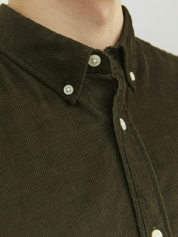 Jack & Jones Мъжка риза от велур Jack & Jones Khaki