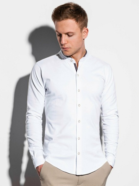 Ombre Clothing Мъжка риза с дълъг ръкав K542 - бяла