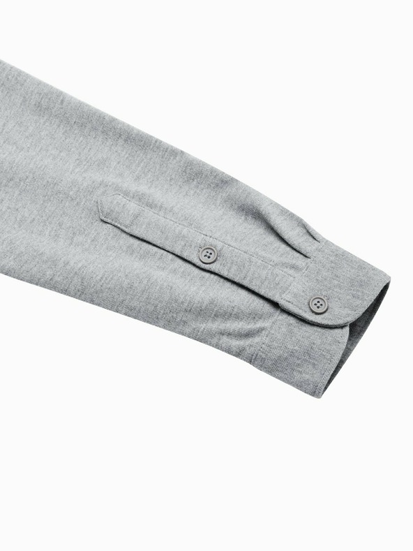 Ombre Clothing Мъжка риза с дълъг ръкав K542 - сива