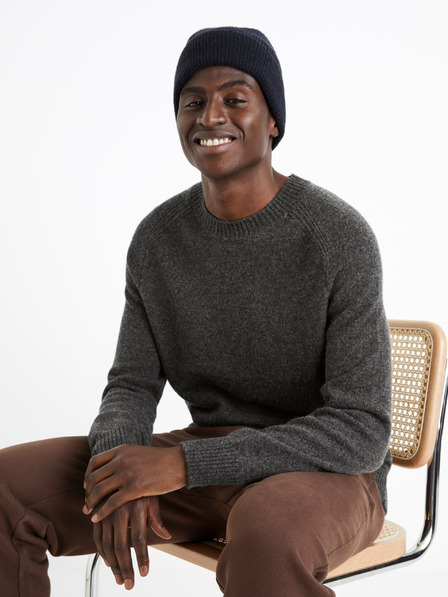 Celio Тъмно сив мъжки вълнен пуловер Celio Cevlna