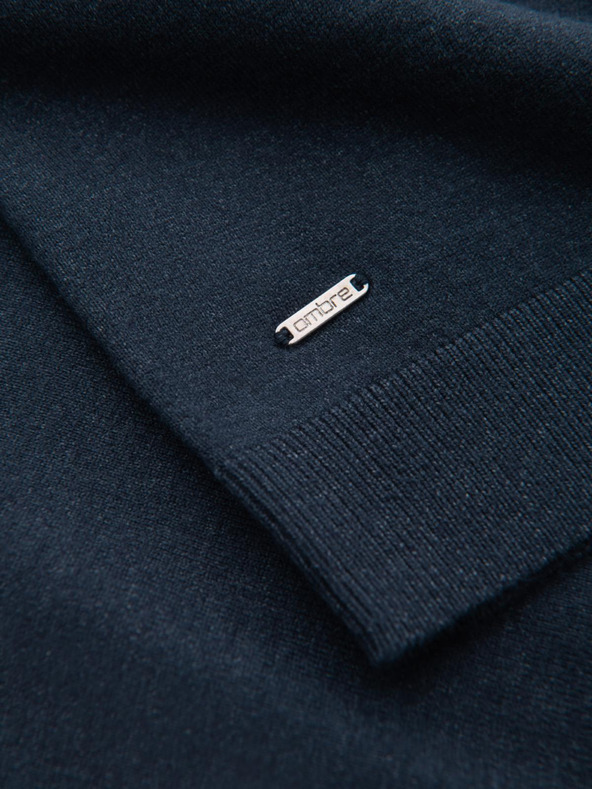 Ombre Clothing Мъжка плетена полурокля с вискоза - тъмносиня V4 OM-SWTN-0125 Ombre Clothing