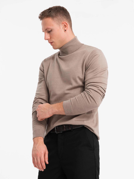 Ombre Clothing Мъжка трикотажна полу-рокля с вискоза - тъмнобежова V3 OM-SWTN-0127 Ombre Clothing