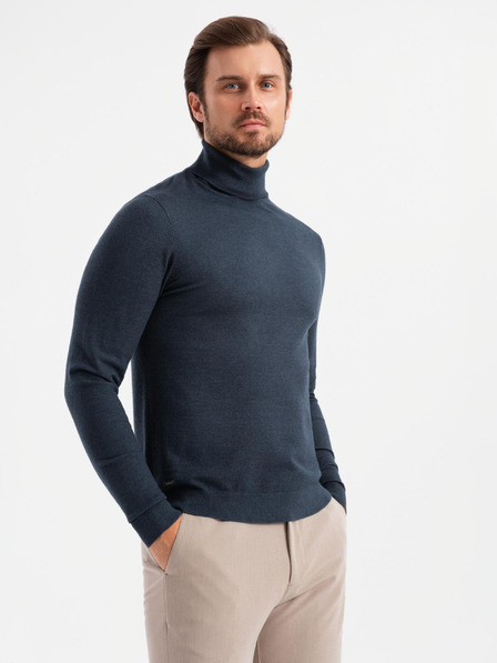 Ombre Clothing Мъжка трикотажна жилетка с вискоза - тъмно синя V4 OM-SWTN-0127 Ombre Clothing