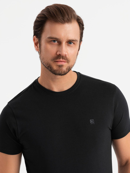 Ombre Clothing Мъжка памучна тениска с трикольор - бяло и тъмносиньо V3 OM-TSCT-0174 Ombre Clothing