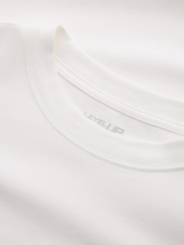 Ombre Clothing Мъжка памучна тениска LOOSE FIT с дълъг ръкав и кръгло деколте - кремава V2 OM-LSBC-0129 Ombre Clothing