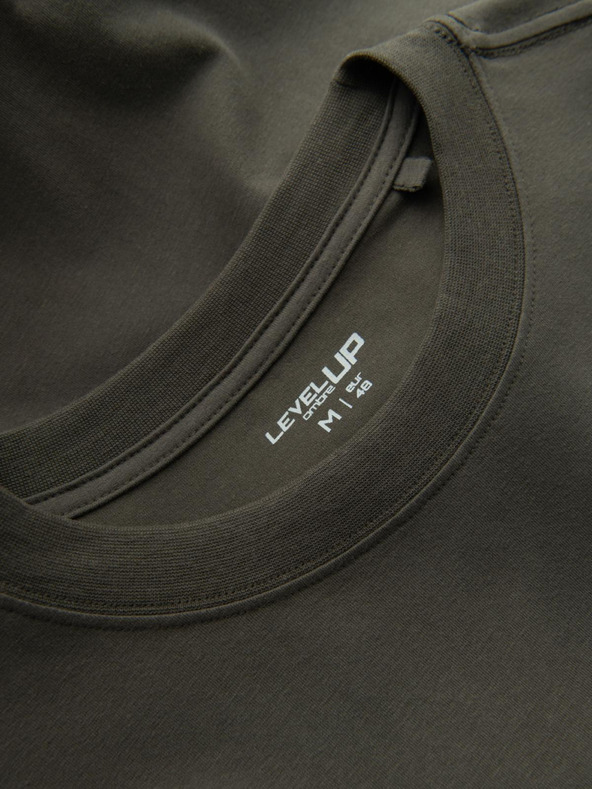 Ombre Clothing Мъжка памучна тениска LOOSE FIT с дълъг ръкав и кръгло деколте - сиво-зелена V3 OM-LSBC-0129 Ombre Clothing