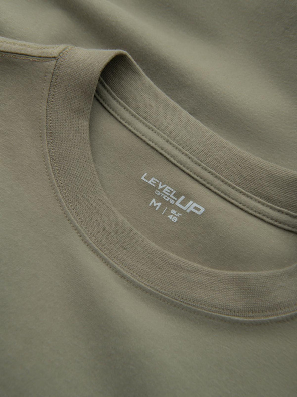 Ombre Clothing Мъжка памучна тениска LOOSE FIT с дълъг ръкав и кръгло деколте - каки V4 OM-LSBC-0129 Ombre Clothing