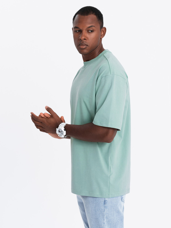 Ombre Clothing Мъжка тениска LOOSE FIT с джоб в цвят мента Ombre Clothing