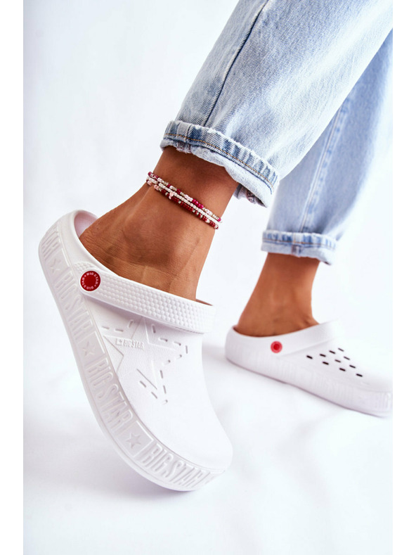 BIG STAR SHOES Дамски светли чехли Kroks Big Star White