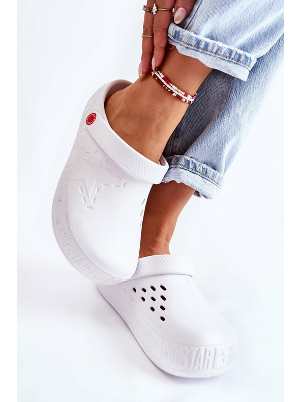 BIG STAR SHOES Дамски светли чехли Kroks Big Star White