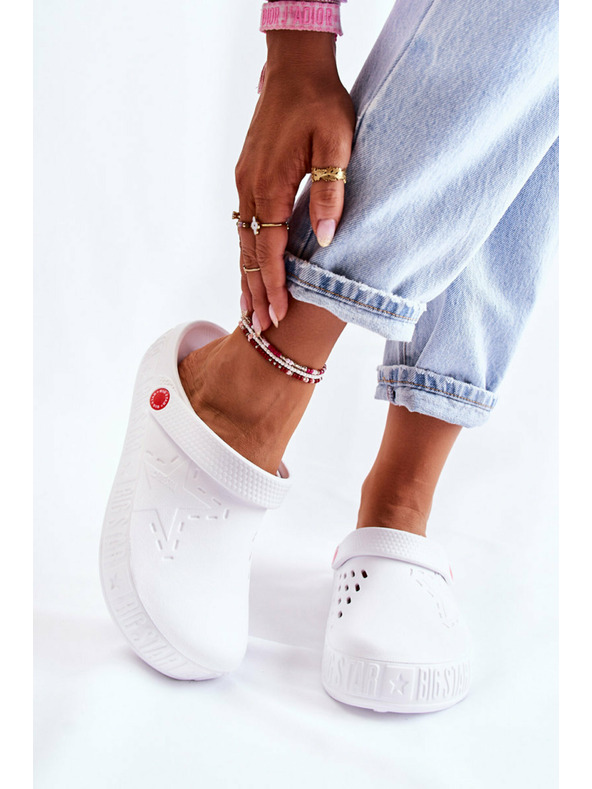 BIG STAR SHOES Дамски светли чехли Kroks Big Star White