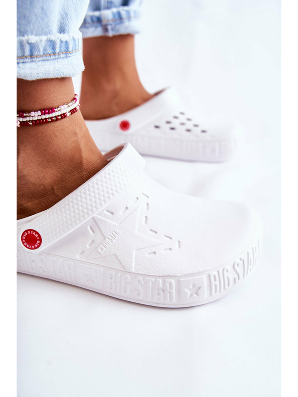 BIG STAR SHOES Дамски светли чехли Kroks Big Star White