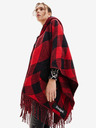 Desigual Черно-червено карирано пончо Desigual Checkys Arenal/Zipper за жени