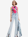 Desigual Светлосини дамски дънки с широки крачоли Desigual Flores
