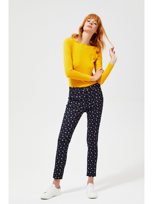 Moodo Тъмносин дамски панталон на шарки Moodo