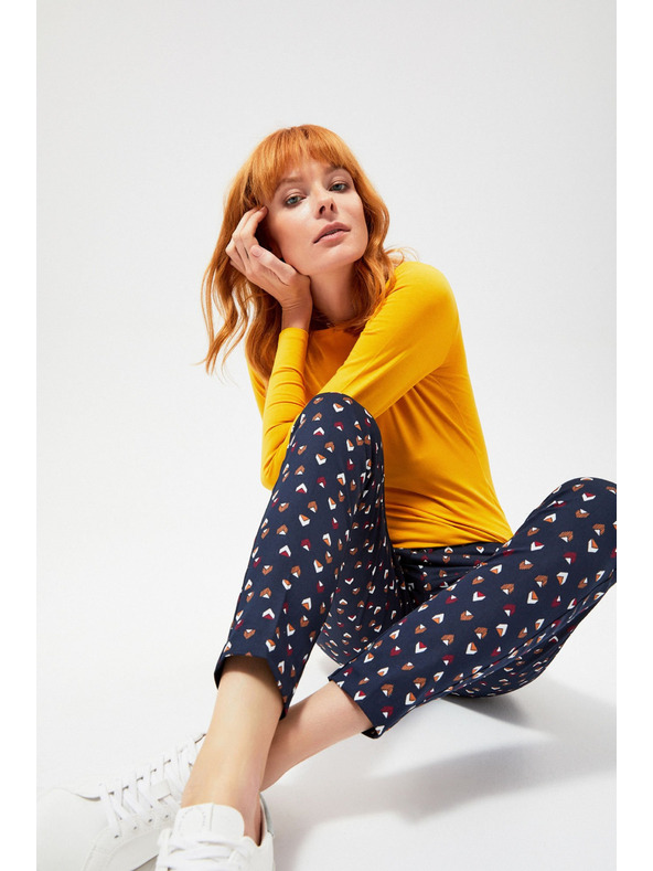 Moodo Тъмносин дамски панталон на шарки Moodo