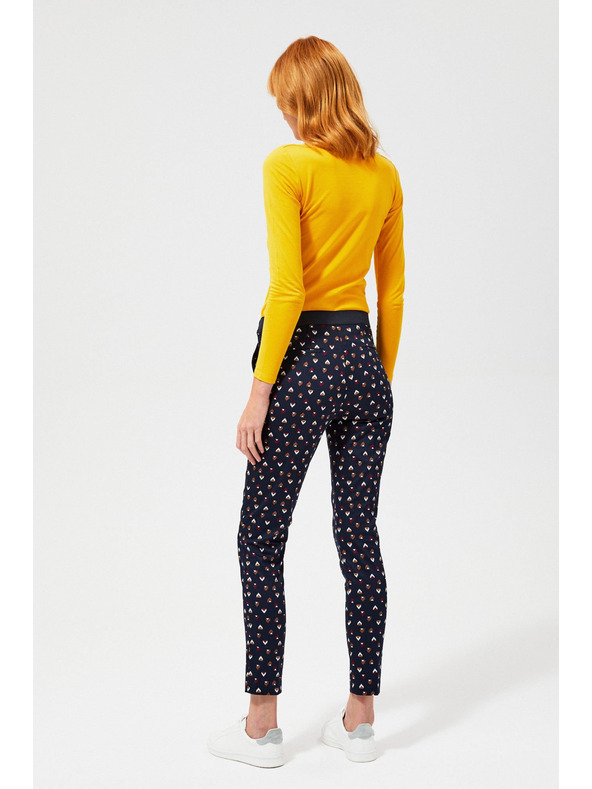 Moodo Тъмносин дамски панталон на шарки Moodo