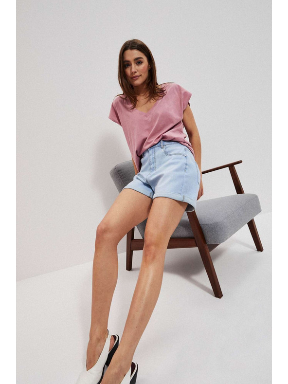 Moodo Светлосини къси панталони от деним за жени Moodo