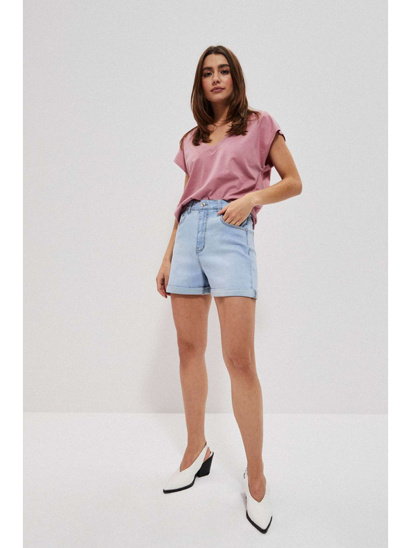 Moodo Светлосини къси панталони от деним за жени Moodo