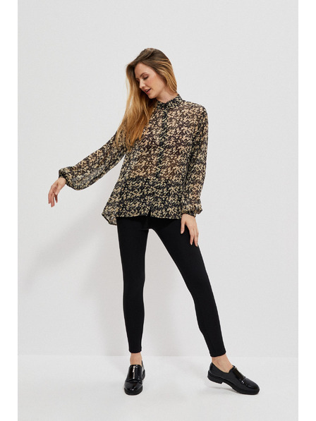 Moodo Бежово-черна дамска риза с шарки Moodo