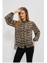Moodo Бежово-черна дамска риза с шарки Moodo