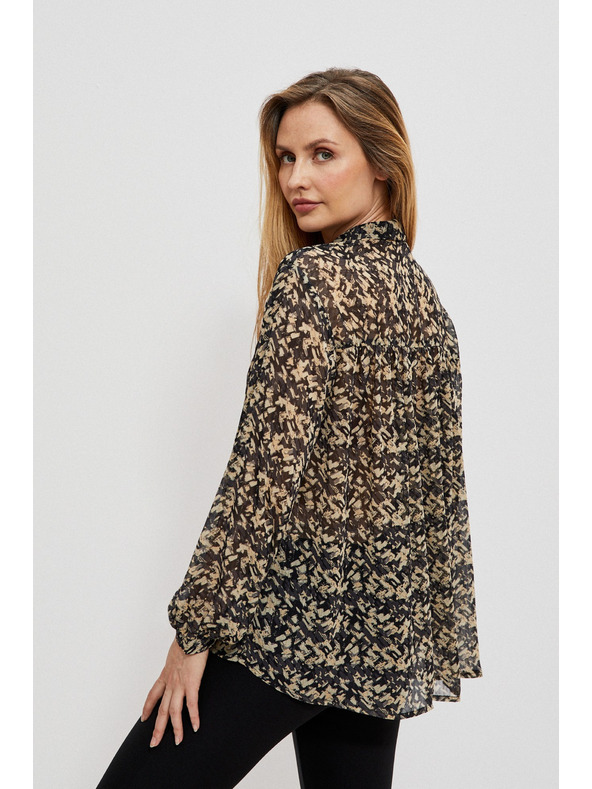 Moodo Бежово-черна дамска риза с шарки Moodo