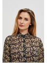 Moodo Бежово-черна дамска риза с шарки Moodo