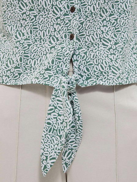 Moodo Бяло-зелена дамска шарена риза Moodo