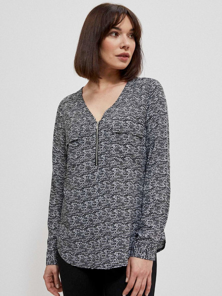 Moodo Черно-бяла дамска блуза с шарка Moodo