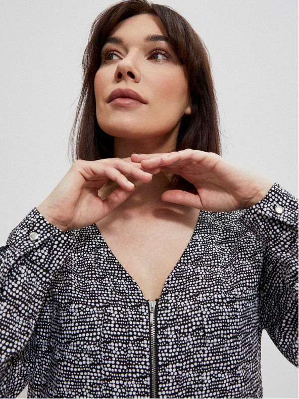 Moodo Черно-бяла дамска блуза с шарка Moodo