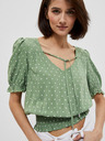 Moodo Зелена дамска блуза на точки Moodo