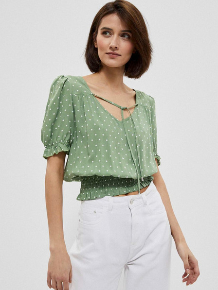 Moodo Зелена дамска блуза на точки Moodo