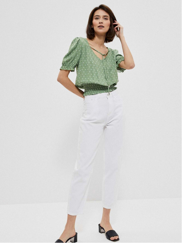 Moodo Зелена дамска блуза на точки Moodo