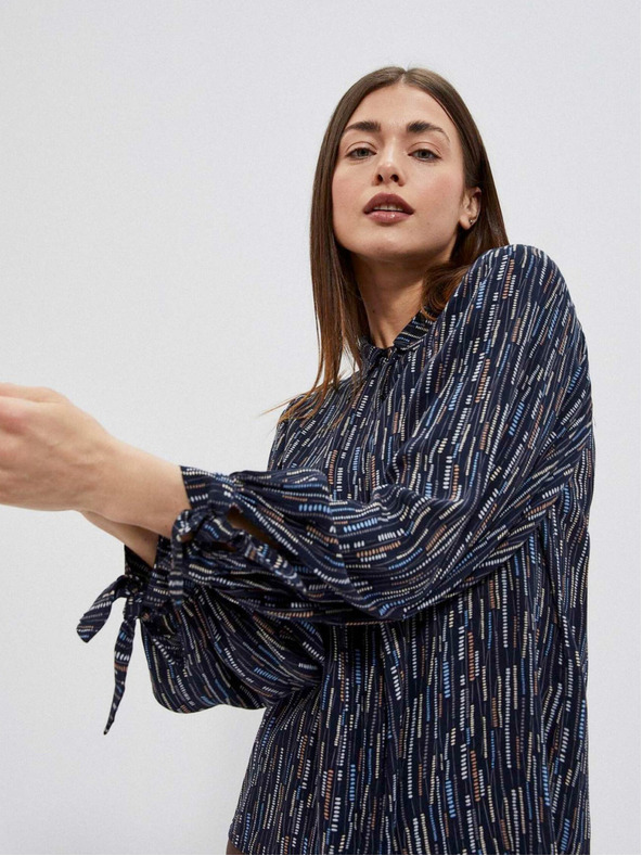 Moodo Тъмно синя дамска блуза с шарки Moodo