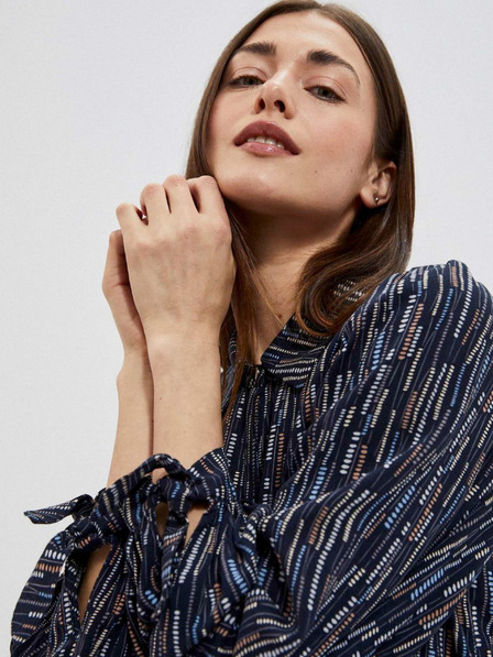 Moodo Тъмно синя дамска блуза с шарки Moodo