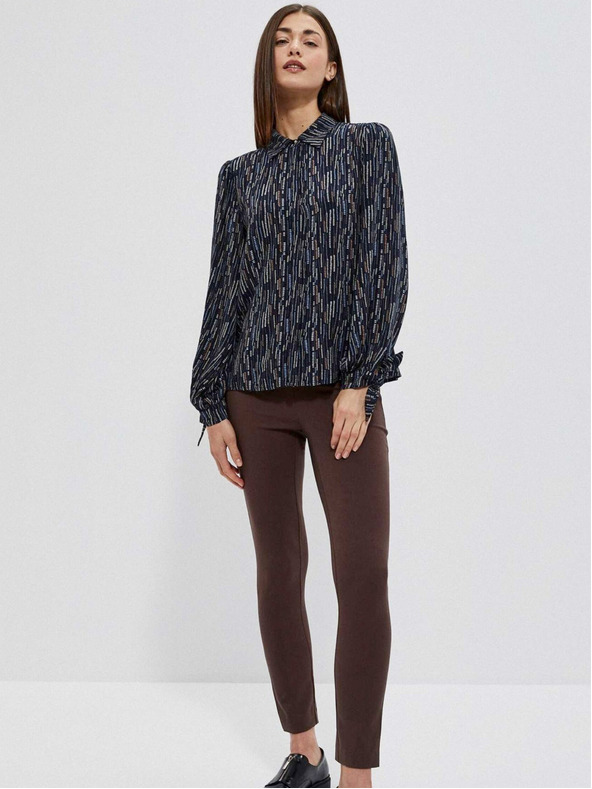 Moodo Тъмно синя дамска блуза с шарки Moodo