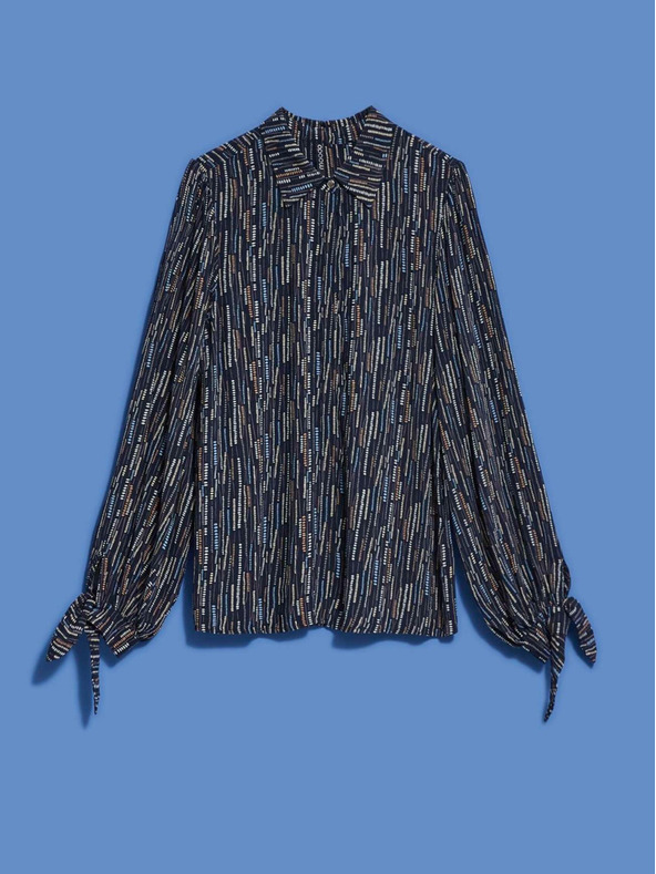 Moodo Тъмно синя дамска блуза с шарки Moodo