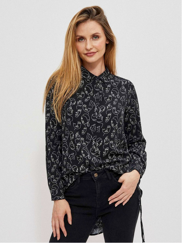 Moodo Черна дамска риза с шарка Moodo