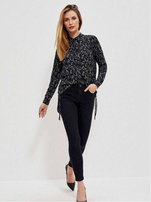 Moodo Черна дамска риза с шарка Moodo