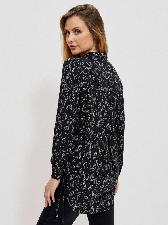 Moodo Черна дамска риза с шарка Moodo