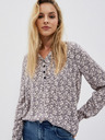 Moodo Бяла и сива дамска риза с шарки Moodo
