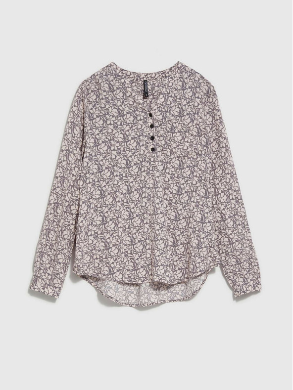 Moodo Бяла и сива дамска риза с шарки Moodo