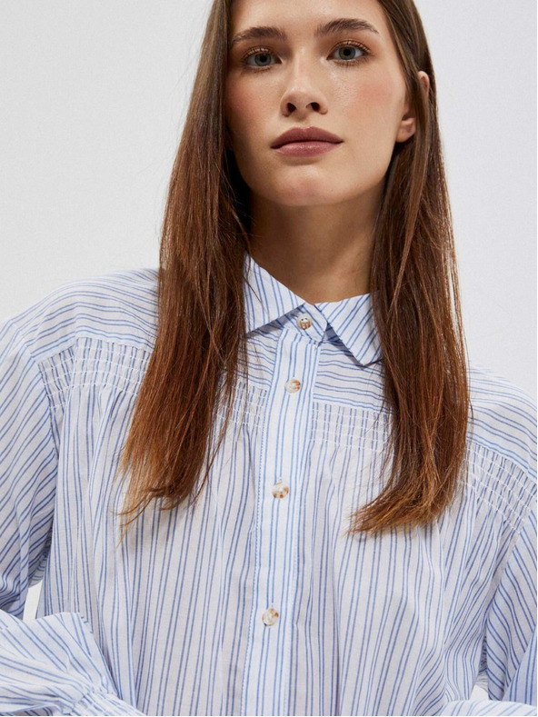 Moodo Бяло-синя дамска раирана риза Moodo